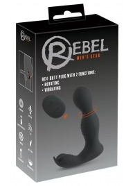 Черная анальная пробка с вибрацией, вращением и пультом ДУ RC Butt Plug with 2 Functions - Orion - в Тамбове купить с доставкой