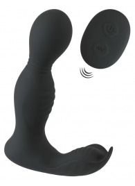 Черная анальная пробка с вибрацией, вращением и пультом ДУ RC Butt Plug with 2 Functions - Orion - в Тамбове купить с доставкой