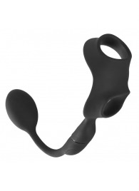 Черное виброкольцо с анальной пробкой Cock Ring with RC Butt Plug - Orion - в Тамбове купить с доставкой