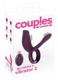 Фиолетовая насадка на член с клиторальным отростком и пультом ДУ RC Couple’s Vibrator 2 - Orion - в Тамбове купить с доставкой
