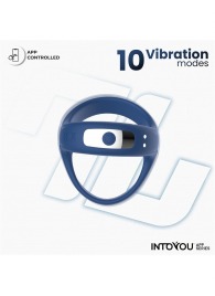 Синее интерактивное эрекционное виброкольцо Rank - Intoyou - в Тамбове купить с доставкой