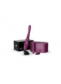 Фиолетовая секс-машина с функцией нагрева, насадками и присоской Sesh - Zalo - купить с доставкой в Тамбове