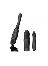 Черная секс-машина с функцией нагрева, насадками и присоской Sesh - Zalo - купить с доставкой в Тамбове