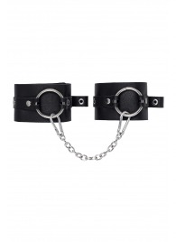Черные оковы из толстой кожи с люверсами - Pecado - купить с доставкой в Тамбове