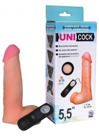 Фаллическая насадка Харнесс UNICOCK 5,5  с вибрацией - 17 см. - LOVETOY (А-Полимер) - купить с доставкой в Тамбове