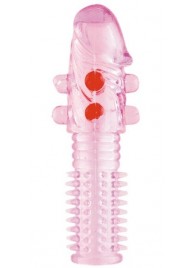 Гелевая розовая насадка с шариками и шипами - 14 см. - ToyFa - в Тамбове купить с доставкой