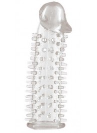 Прозрачная насадка на половой член с закрытой головкой и шипами - 12,5 см. - Toyfa Basic - в Тамбове купить с доставкой