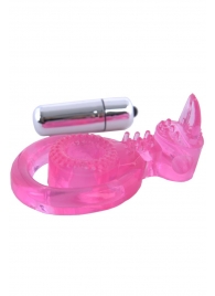 Розовая вибронасадка со стимулятор клитора   Язычок - Toyfa Basic - в Тамбове купить с доставкой