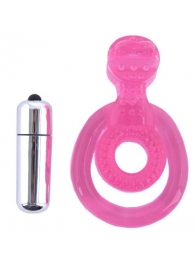 Розовая вибронасадка со стимулятор клитора   Язычок - Toyfa Basic - в Тамбове купить с доставкой