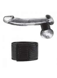 Чёрная утяжка на мошонку 1  Velcro Ball Stretcher - BlueLine - купить с доставкой в Тамбове
