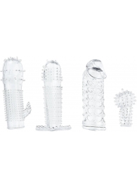 Набор из 4 насадок на член Pleasured Penis Enhancement Sleeve 4 Pack - XR Brands - в Тамбове купить с доставкой