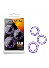 Набор из 3 фиолетовых эрекционных колец Stay Hard Beaded Cockrings - Blush Novelties - в Тамбове купить с доставкой