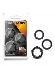 Набор из 3 чёрных эрекционных колец Stay Hard Beaded Cockrings - Blush Novelties - в Тамбове купить с доставкой