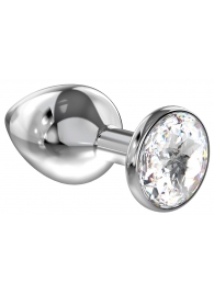 Большая серебристая анальная пробка Diamond Clear Sparkle Large с прозрачным кристаллом - 8 см. - Lola Games - купить с доставкой в Тамбове