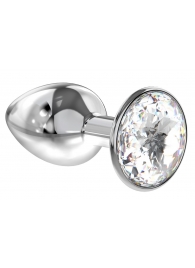 Малая серебристая анальная пробка Diamond Clear Sparkle Small с прозрачным кристаллом - 7 см. - Lola Games - купить с доставкой в Тамбове
