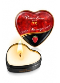 Массажная свеча с ароматом клубники Bougie Massage Candle - 35 мл. - Plaisir Secret - купить с доставкой в Тамбове