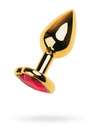 Золотистая анальная пробка с кристаллом-сердцем - 7,5 см. - ToyFa - купить с доставкой в Тамбове