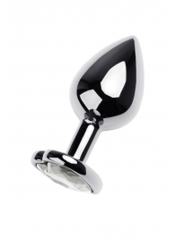 Серебристая анальная пробка с прозрачным кристаллом-сердцем - 8 см. - ToyFa - купить с доставкой в Тамбове