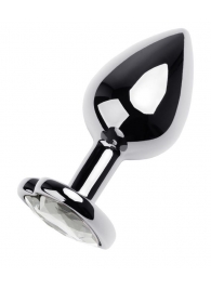 Серебристая анальная пробка с прозрачным кристаллом-сердцем - 8 см. - ToyFa - купить с доставкой в Тамбове