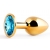 Золотистая анальная пробка с голубым стразом - 7,2 см. - Anal Jewelry Plug - купить с доставкой в Тамбове
