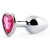 Серебристая анальная пробка с малиновым кристаллом-сердечком - 7 см. - Anal Jewelry Plug - купить с доставкой в Тамбове