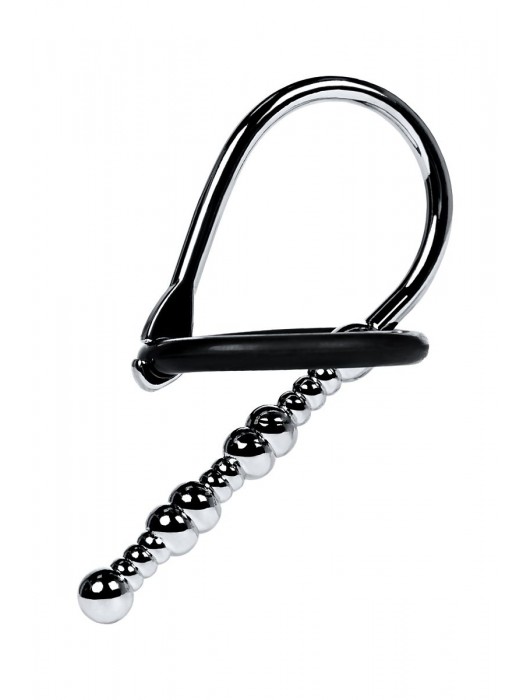 Серебристый уретральный плаг-бусины TOYFA Metal с мягким фиксириющим кольцом - ToyFa - купить с доставкой в Тамбове