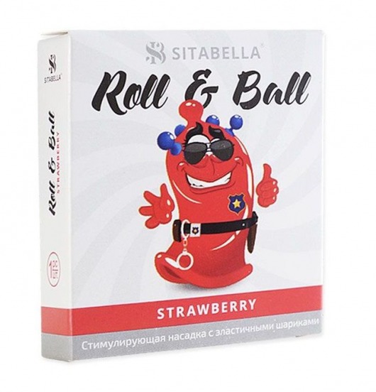 Стимулирующий презерватив-насадка Roll   Ball Strawberry - Sitabella - купить с доставкой в Тамбове