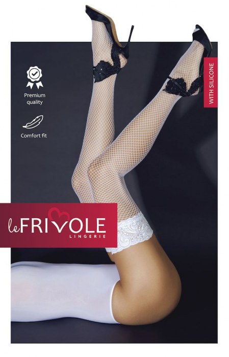 Чулки в сетку с ажурной резинкой на силиконе - Le Frivole купить с доставкой