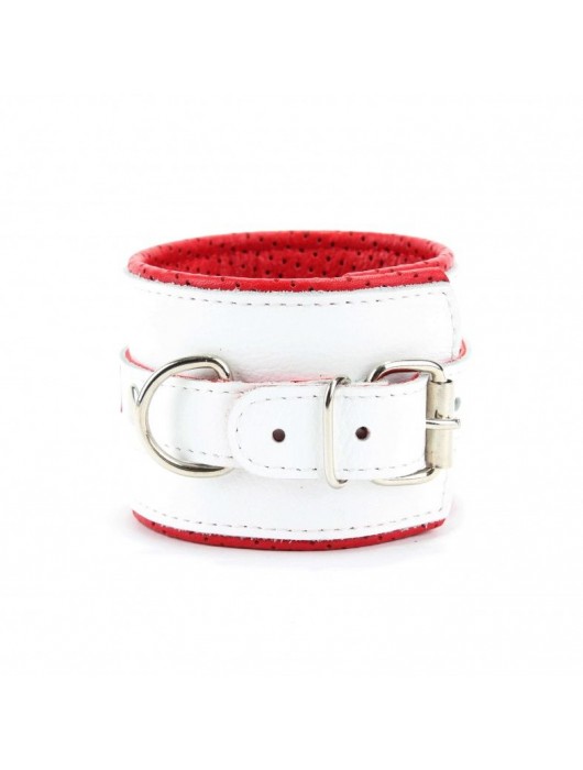 Бело-красные кожаные наручники для медсестры - БДСМ Арсенал - купить с доставкой в Тамбове