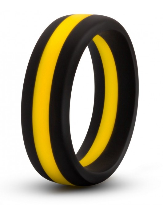 Черно-желтое силиконовое эрекционное кольцо Silicone Go Pro Cock Ring - Blush Novelties - в Тамбове купить с доставкой