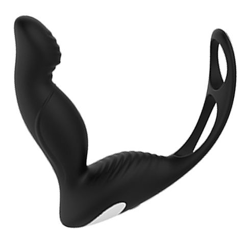Черный вибромассажер простаты P-PLEASER W ERECTION ENHANCE - Dream Toys - в Тамбове купить с доставкой