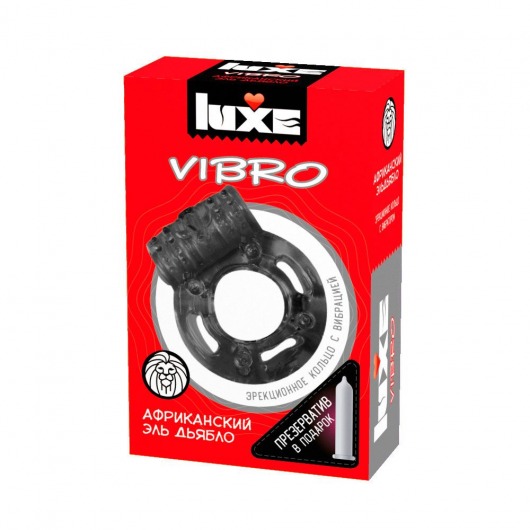 Чёрное эрекционное виброкольцо Luxe VIBRO  Африканский Эль Дьябло  + презерватив - Luxe - в Тамбове купить с доставкой