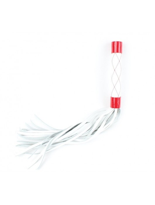 Бело-красная плеть средней длины с ручкой - 44 см. - БДСМ Арсенал - купить с доставкой в Тамбове