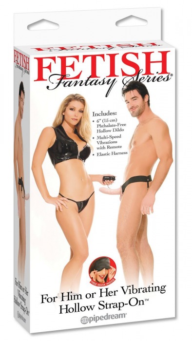 Полый страпон унисекс телесного цвета с вибрацией For Him or Her ​Vibrating Hollow Strap-On - 15 см. - Pipedream - купить с доставкой в Тамбове
