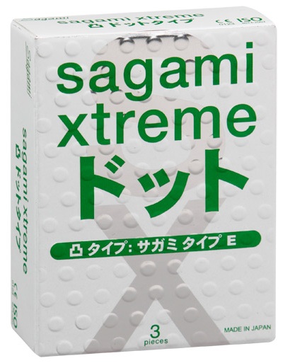 Презервативы Sagami Xtreme SUPER DOTS с точками - 3 шт. - Sagami - купить с доставкой в Тамбове