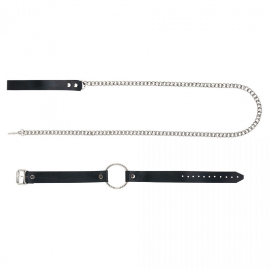 Черный поводок и чокер с кольцом Rada - Rebelts - купить с доставкой в Тамбове