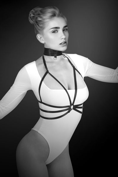 Черная упряжь на грудь Julia - Bijoux Pour Toi - купить с доставкой в Тамбове