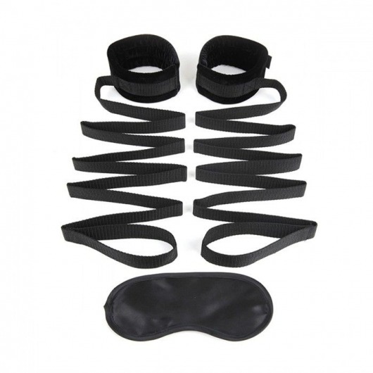 Чёрные манжеты для фиксации на кровати Bondage Bed Strap - Lux Fetish - купить с доставкой в Тамбове