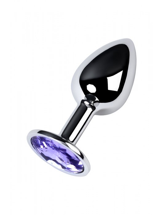 Серебристая конусовидная анальная пробка с фиолетовым кристаллом - 7 см. - ToyFa - купить с доставкой в Тамбове