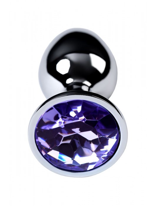 Серебристая конусовидная анальная пробка с фиолетовым кристаллом - 7 см. - ToyFa - купить с доставкой в Тамбове
