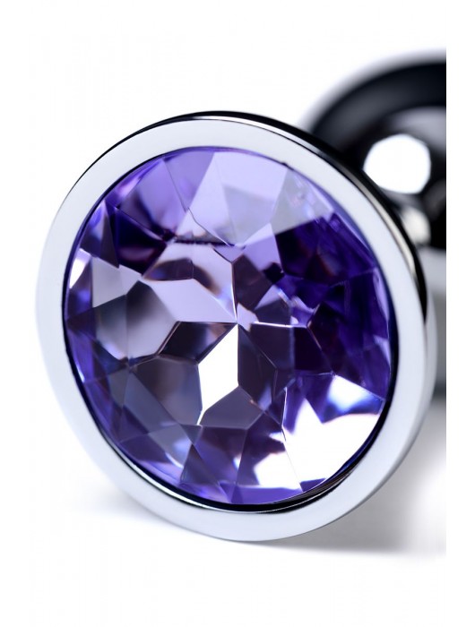 Серебристая конусовидная анальная пробка с фиолетовым кристаллом - 7 см. - ToyFa - купить с доставкой в Тамбове
