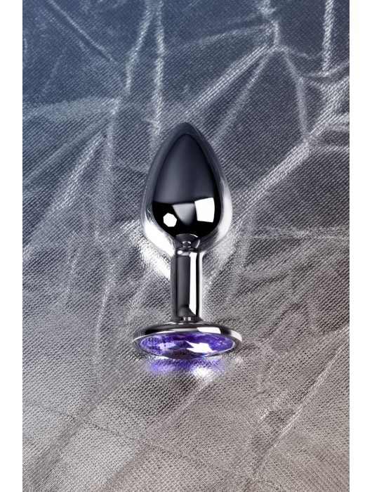 Серебристая конусовидная анальная пробка с фиолетовым кристаллом - 7 см. - ToyFa - купить с доставкой в Тамбове