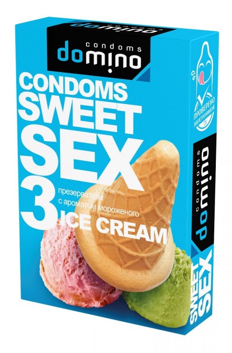 Презервативы для орального секса DOMINO Sweet Sex с ароматом мороженого - 3 шт. - Domino - купить с доставкой в Тамбове