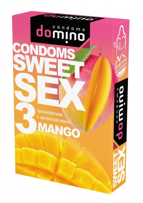 Презервативы для орального секса DOMINO Sweet Sex с ароматом манго - 3 шт. - Domino - купить с доставкой в Тамбове
