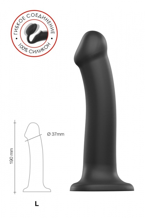 Черный фаллос на присоске Silicone Bendable Dildo L - 19 см. - Strap-on-me - купить с доставкой в Тамбове