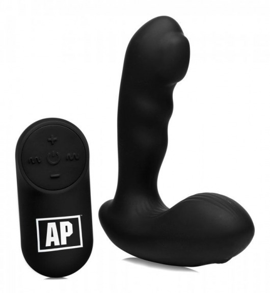 Черный стимулятор простаты Alpha-Pro 7X P-Milker Silicone Prostate Stimulator with Milking Bead - XR Brands - в Тамбове купить с доставкой