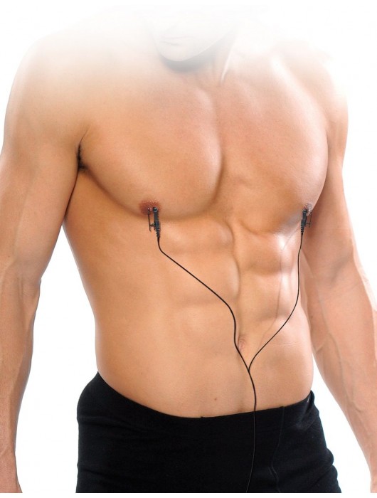 Черные электрические зажимы для сосков Shock Therapy Nipple Clamps - Pipedream - купить с доставкой в Тамбове