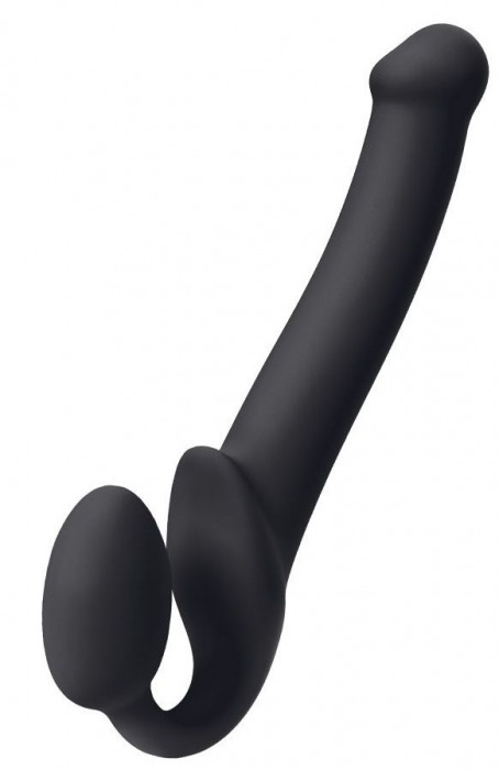 Черный безремневой страпон Silicone Bendable Strap-On M - Strap-on-me - купить с доставкой в Тамбове