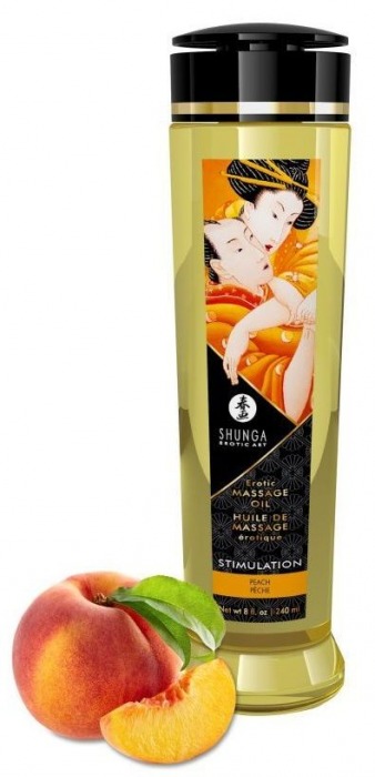 Массажное масло для тела с ароматом персика Stimulation - 240 мл. - Shunga - купить с доставкой в Тамбове