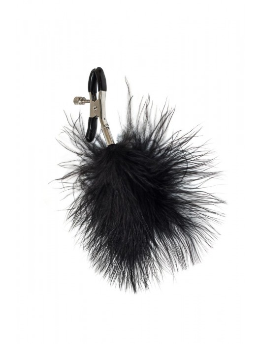 Зажимы на соски с черным пухом Euphoric - Lola Games - купить с доставкой в Тамбове